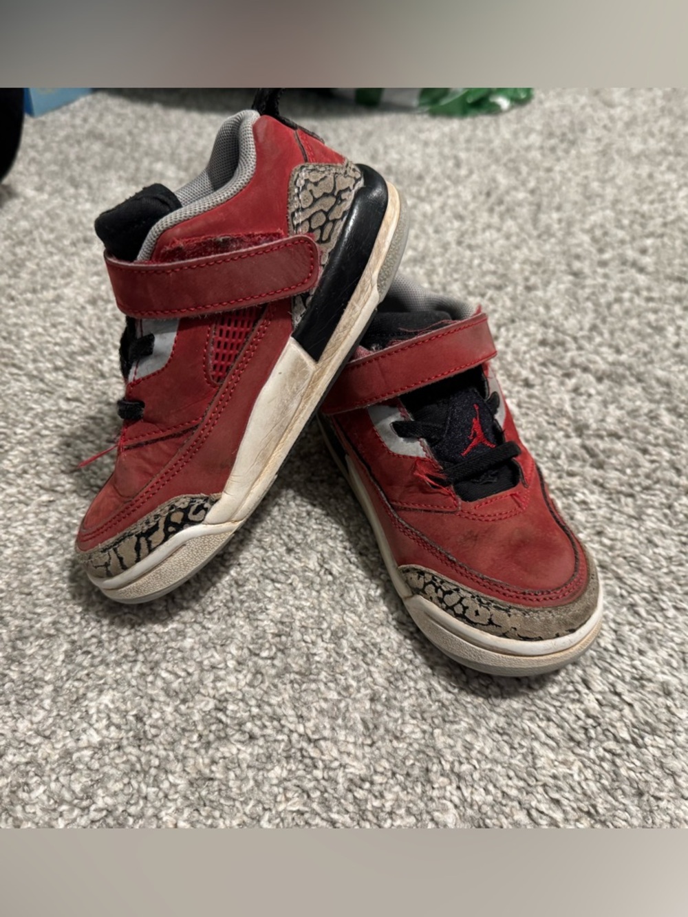 Jordan Spizike Low TD Gym Red Black Wolf Grey Kids Sneaker Size 10C FQ3952-600